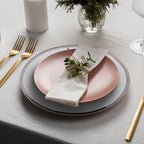 Set of Four 33cm Dia Plain Charger Plates with Silver Rims