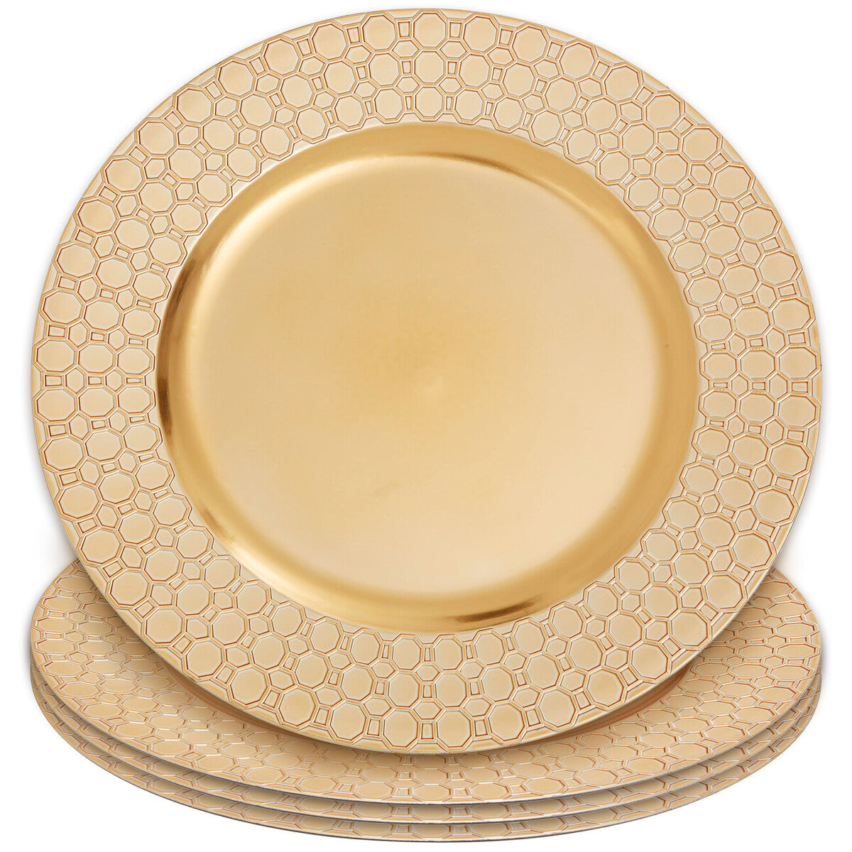 Gold Charger Plate with Octagon Pattern Rim