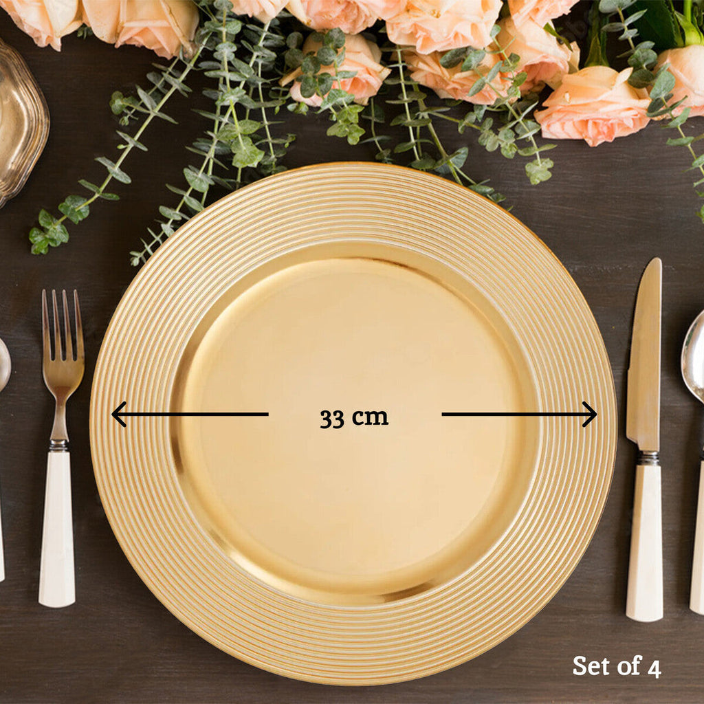 Gold Charger Plate with Ribbed Rim