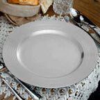 Silver Charger Plate with Ribbed Rim