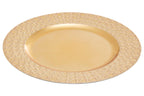 Set of Four 33cm Gold Charger Plates with Octagon Pattern Rim