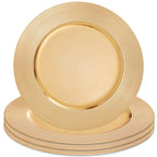Set of Four 33cm Gold Charger Plates with Ribbed Rims