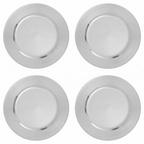 Set of Four 33cm Silver Charger Plates with Ribbed Rims
