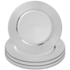 Set of Four 33cm Silver Charger Plates with Ribbed Rims