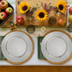 Set of Four 33cm Silver Charger Plates with Ribbed Rims