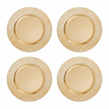 Set of Four 33cm Gold Charger Plates with Hammered Rims