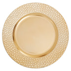 Set of Four 33cm Gold Charger Plates with Hammered Rims