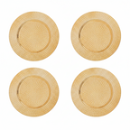 Set of Four 33cm Gold Finish Hammered Charger Plates