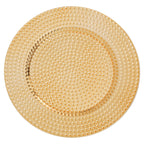 Set of Four 33cm Gold Finish Hammered Charger Plates