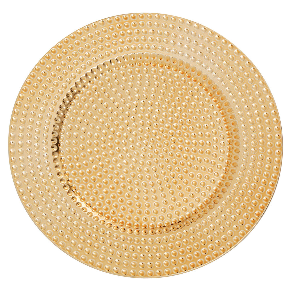 Set of Four 33cm Gold Finish Hammered Charger Plates