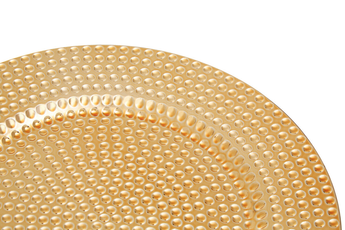 Set of Four 33cm Gold Finish Hammered Charger Plates