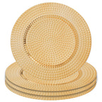 Set of Four 33cm Gold Finish Hammered Charger Plates