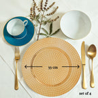 Set of Four 33cm Gold Finish Hammered Charger Plates