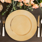 Set of Four 33cm Gold Finish Hammered Charger Plates