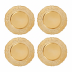 Set of Four 33cm Gold Finish Baroque Charger Plates