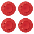 Set of Four 33cm Red Finish Baroque Charger Plates
