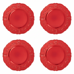 Set of Four 33cm Red Finish Baroque Charger Plates