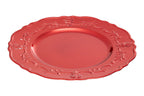 Set of Four 33cm Red Finish Baroque Charger Plates