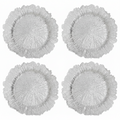 Set of Four 33cm Silver Finish Reef Charger Plates