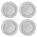 Set of Four 33cm Silver Finish Reef Charger Plates