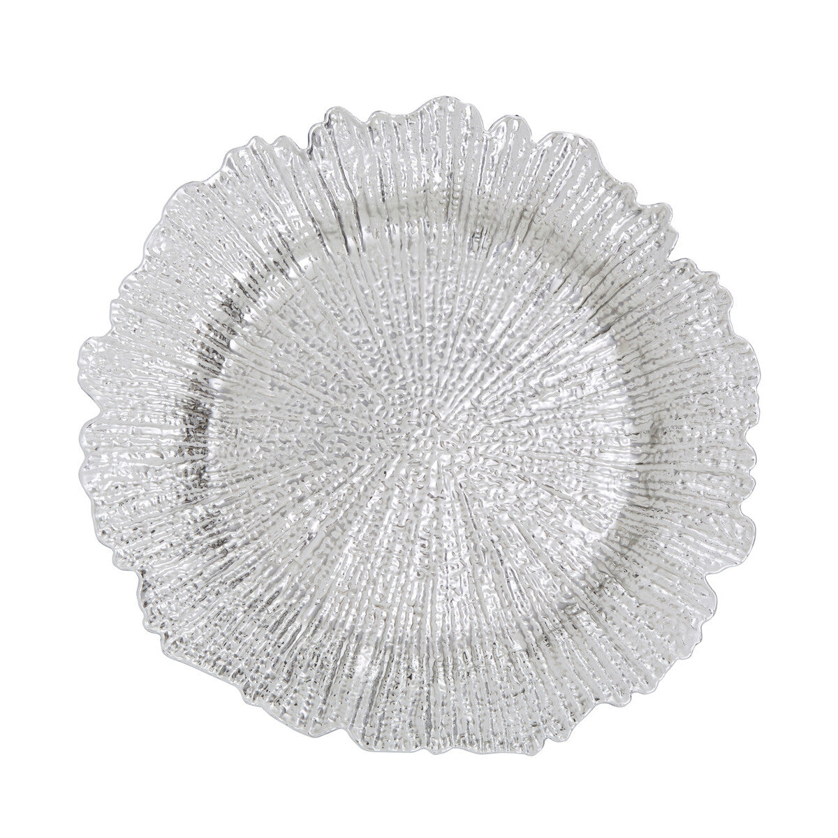 Set of Four 33cm Silver Finish Reef Charger Plates