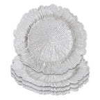 Set of Four 33cm Silver Finish Reef Charger Plates