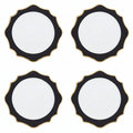 Set of 4 33cm White and Black Round Charger Plates