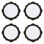 Set of 4 33cm White and Black Round Charger Plates