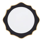 Set of 4 33cm White and Black Round Charger Plates
