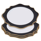 Set of 4 33cm White and Black Round Charger Plates