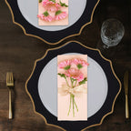 Set of 4 33cm White and Black Round Charger Plates