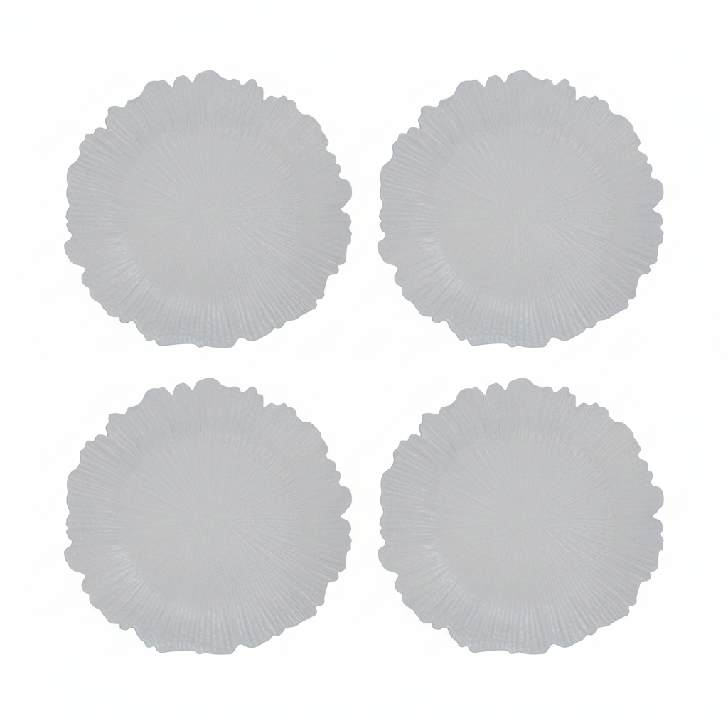 Set of Four 33cm White Reef Charger Plates
