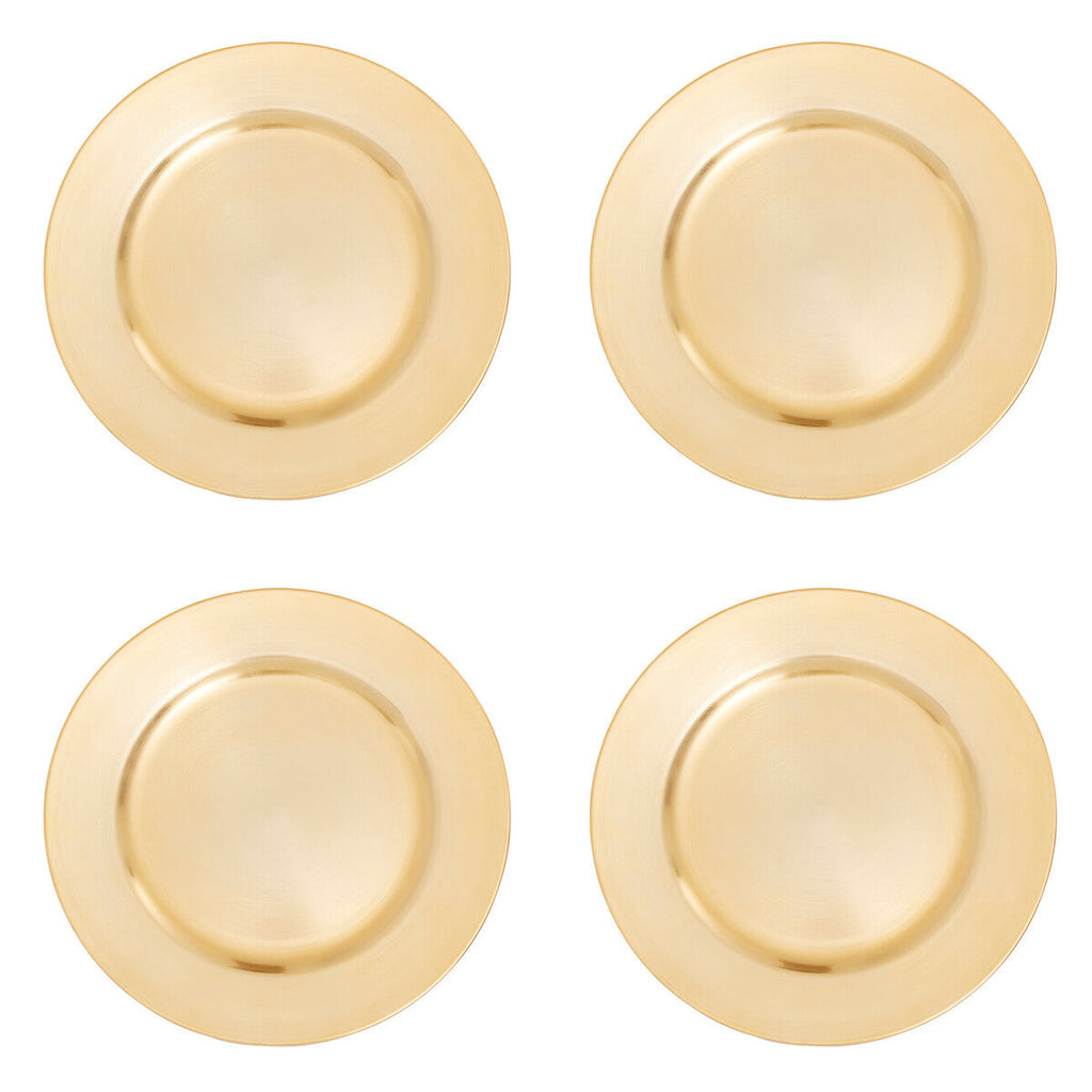 Set of Four 33cm Gold Finish Flat Style Charger Plates