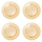 Set of Four 33cm Gold Finish Flat Style Charger Plates