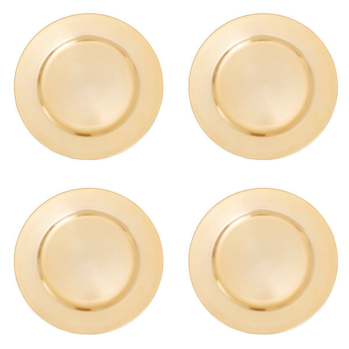 Set of Four 33cm Gold Finish Flat Style Charger Plates
