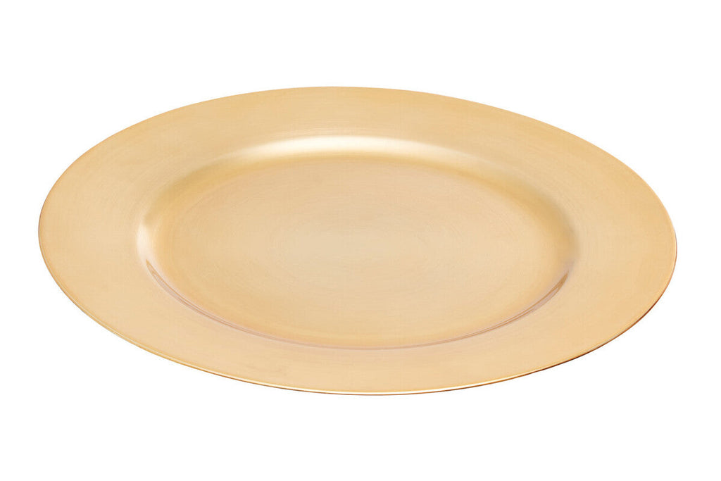 Set of Four 33cm Gold Finish Flat Style Charger Plates