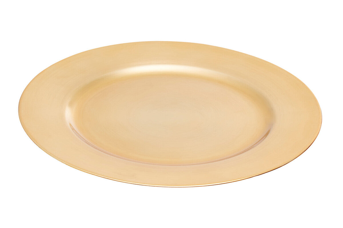 Set of Four 33cm Gold Finish Flat Style Charger Plates