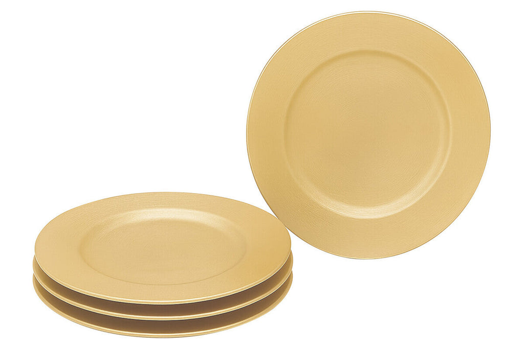 Set of Four 33cm Gold Finish Flat Style Charger Plates