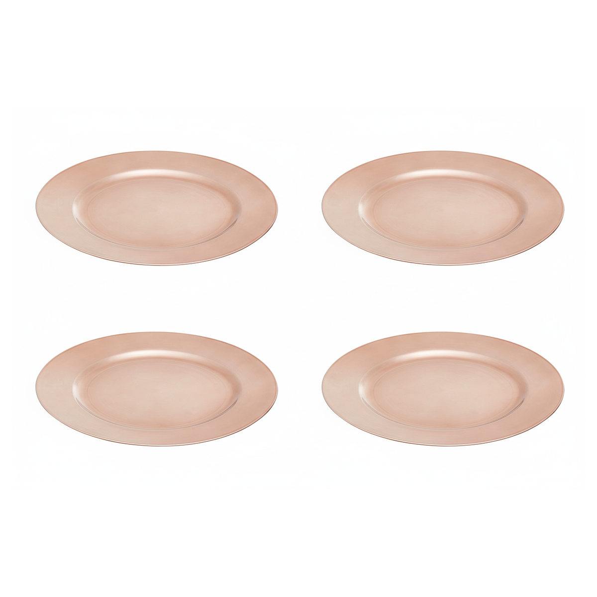Set of Four 33cm Rose Gold Flat Style Charger Plates