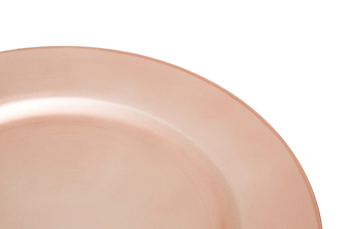 Set of Four 33cm Rose Gold Flat Style Charger Plates