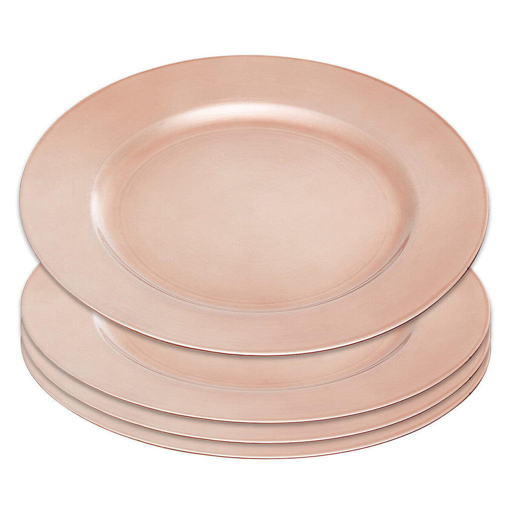 Set of Four 33cm Rose Gold Flat Style Charger Plates