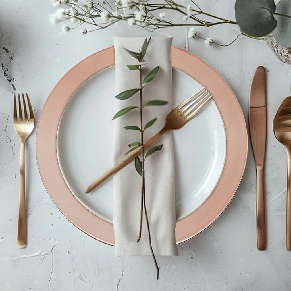 Set of Four 33cm Rose Gold Flat Style Charger Plates