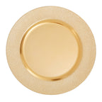 Set of Four 33cm Gold Finish Pebble Effect Charger Plates