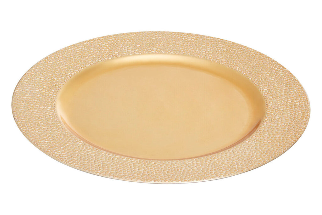 Set of Four 33cm Gold Finish Pebble Effect Charger Plates
