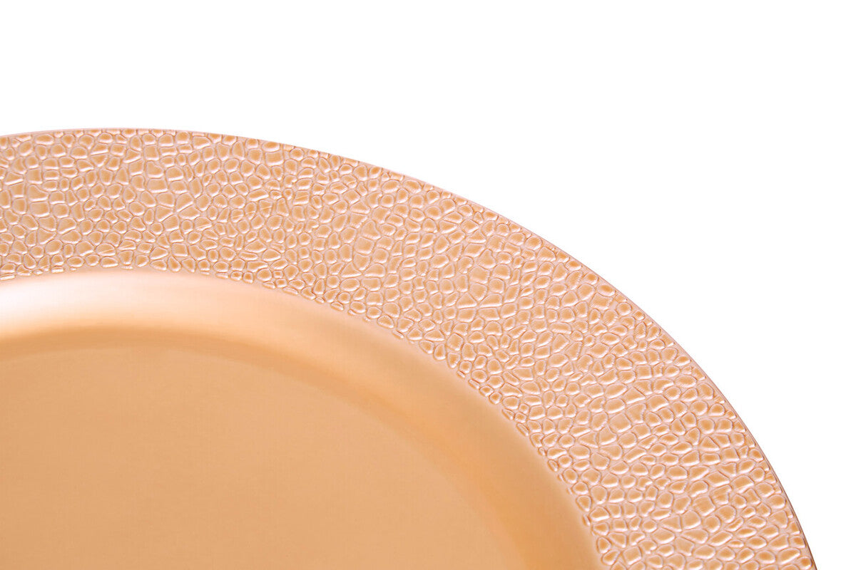 Set of Four 33cm Rose Gold Pebble Effect Charger Plates