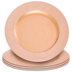 Set of Four 33cm Rose Gold Pebble Effect Charger Plates