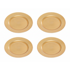 Set of 4 33cm Gold Finish Dotted Charger Plates