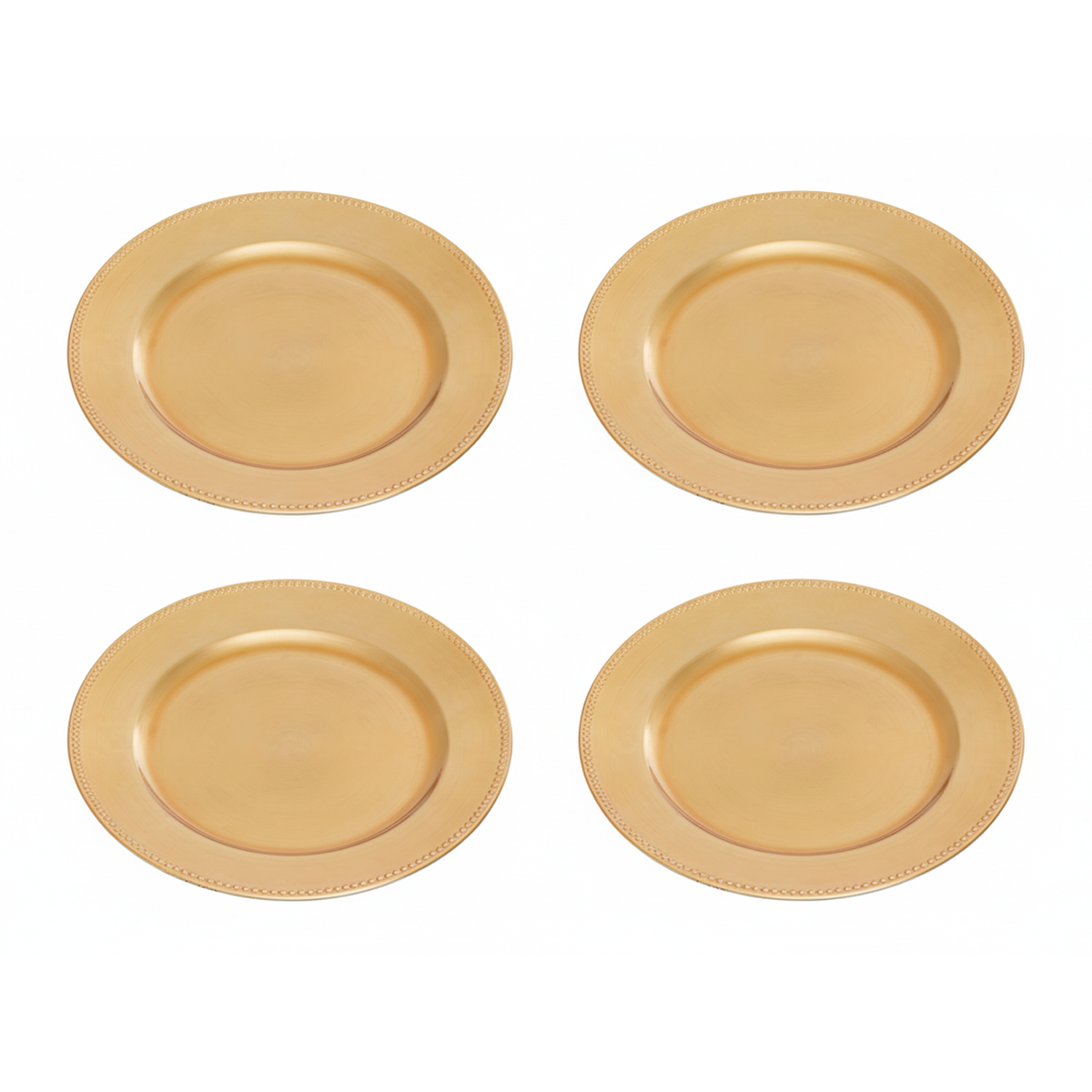Set of 4 33cm Gold Finish Dotted Charger Plates