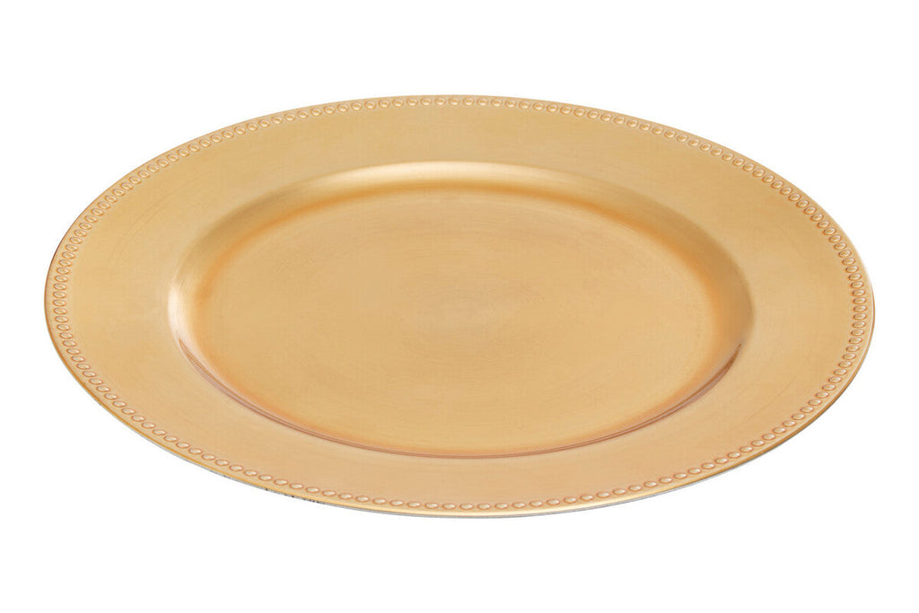 Set of 4 33cm Gold Finish Dotted Charger Plates