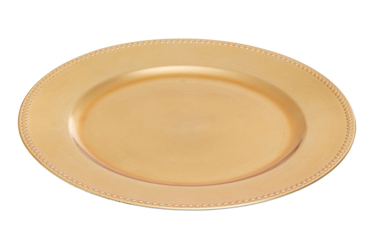 Set of 4 33cm Gold Finish Dotted Charger Plates